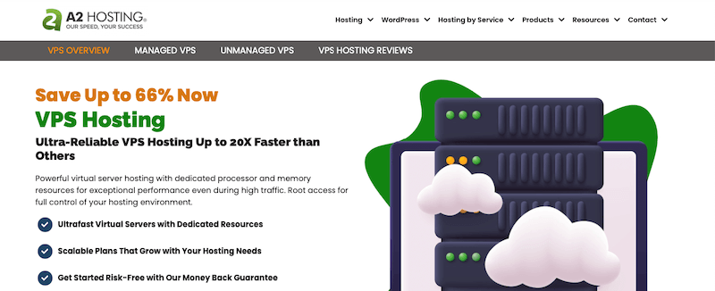 Windows VPS Hosting Page of A2Hosting